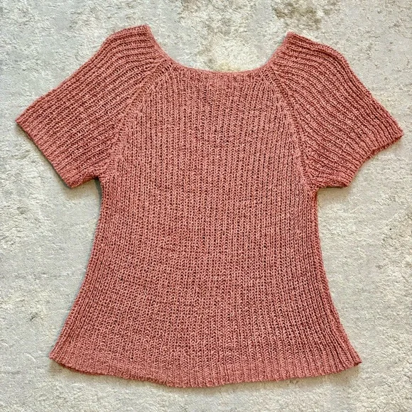 J Jill Silk Blend Chunky Knit Dusty Rose Pink Short Sleeve Sweater Size Large - Picture 5 of 9